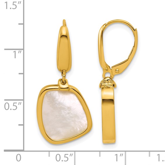 Herco 18K Polished Fancy Mother of Pearl Leverback Dangle Earrings