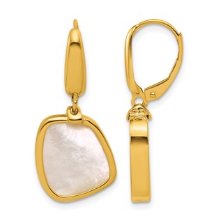 Herco 18K Polished Fancy Mother of Pearl Leverback Dangle Earrings