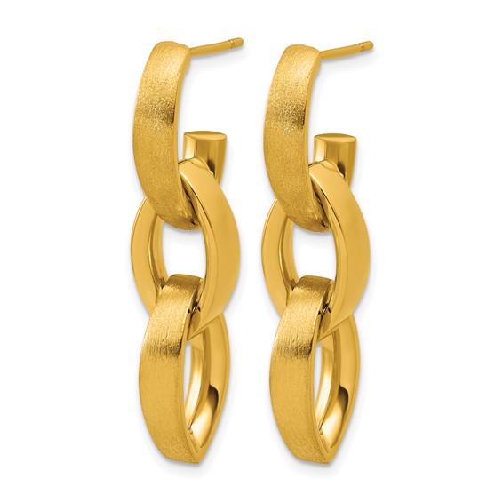 Herco 18K Polished and Brushed Navette Link Post Dangle Earrings