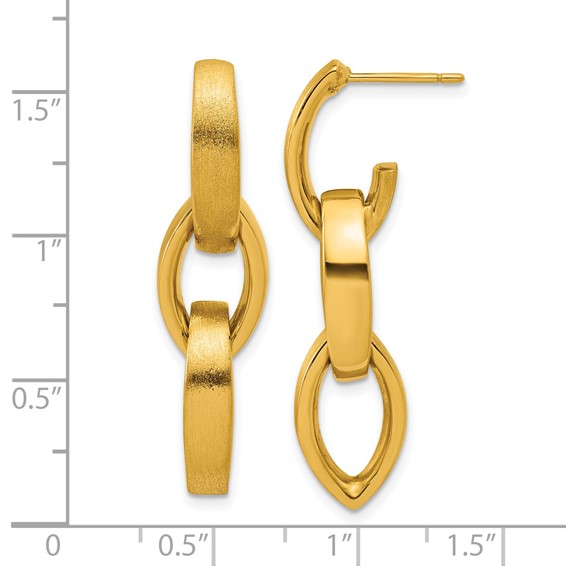 Herco 18K Polished and Brushed Navette Link Post Dangle Earrings