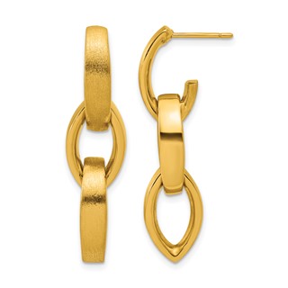 Herco 18K Polished and Brushed Navette Link Post Dangle Earrings
