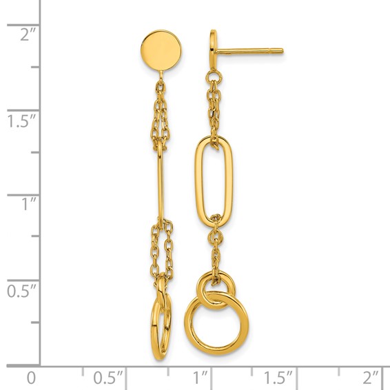 Herco 18K Polished Fancy 2-Strand Link Post Dangle Earrings