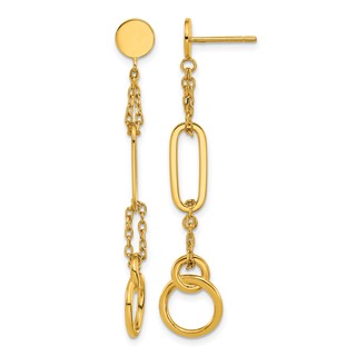 Herco 18K Polished Fancy 2-Strand Link Post Dangle Earrings