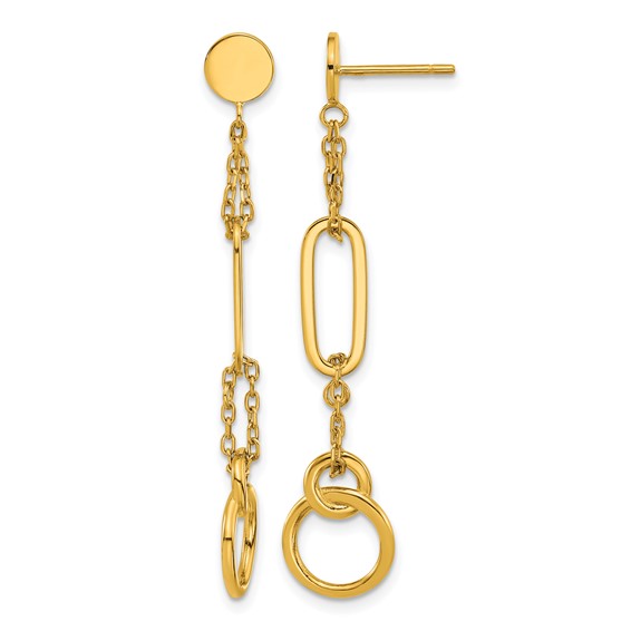 Herco 18K Polished Fancy 2-Strand Link Post Dangle Earrings