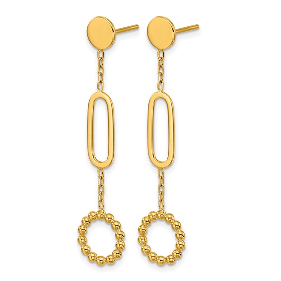Herco 18K Polished and Beaded Fancy Link Post Dangle Earrings