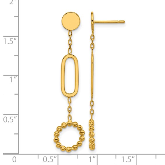 Herco 18K Polished and Beaded Fancy Link Post Dangle Earrings