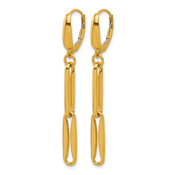 Herco 18K Polished Elongated Link Leverback Dangle Earrings
