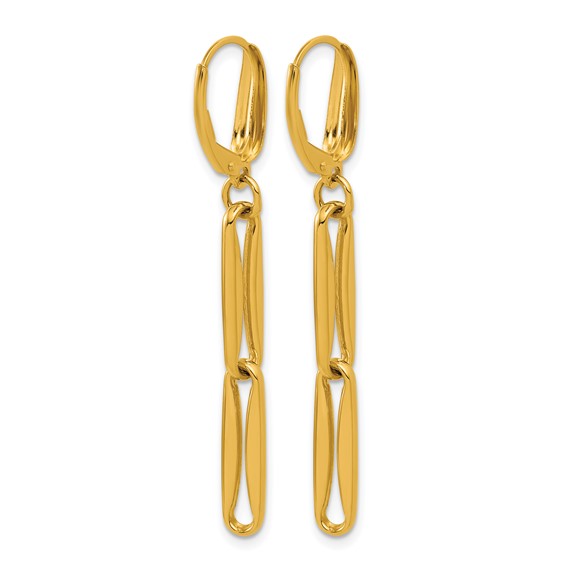 Herco 18K Polished Elongated Link Leverback Dangle Earrings