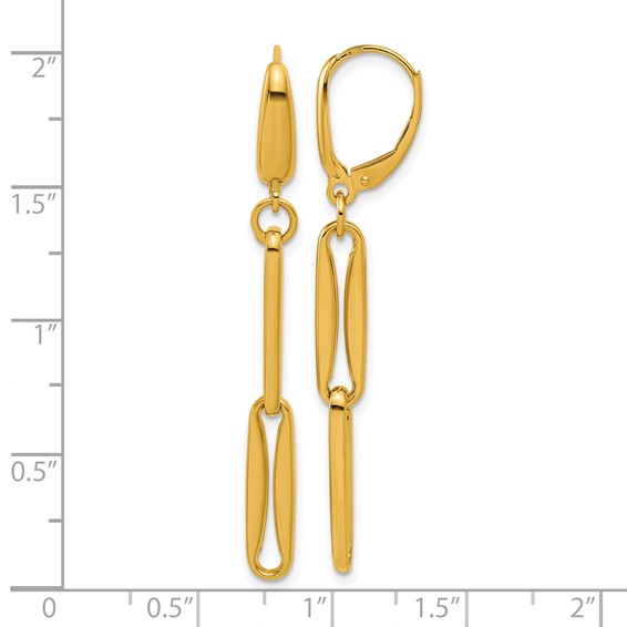Herco 18K Polished Elongated Link Leverback Dangle Earrings