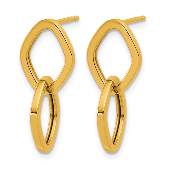 Herco 18K Polished Navette Link Post Dangle Earrings