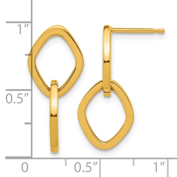 Herco 18K Polished Navette Link Post Dangle Earrings