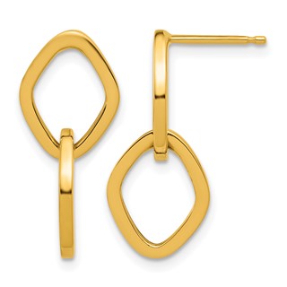 Herco 18K Polished Navette Link Post Dangle Earrings