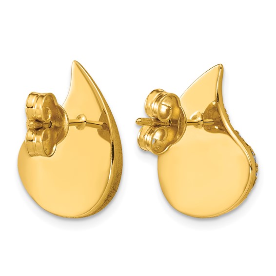 Herco 18K Polished and Brushed Diamond Teardrop Post Earrings