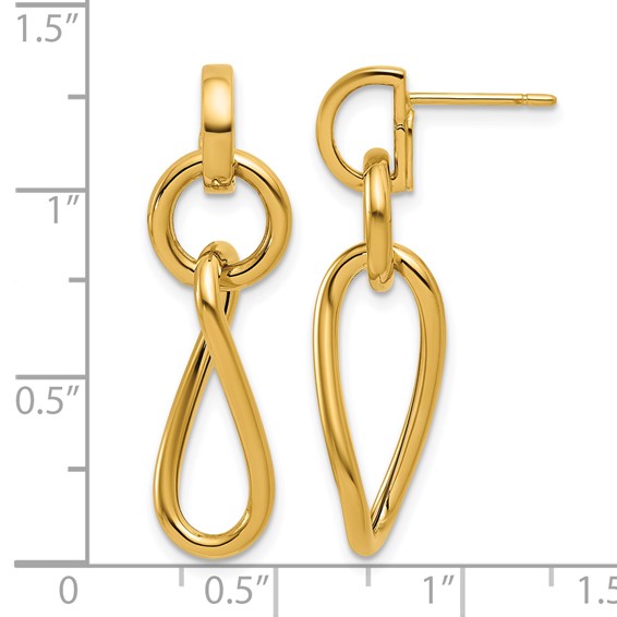 Herco 18K Polished Fancy Link Post Dangle Earrings