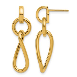 Herco 18K Polished Fancy Link Post Dangle Earrings