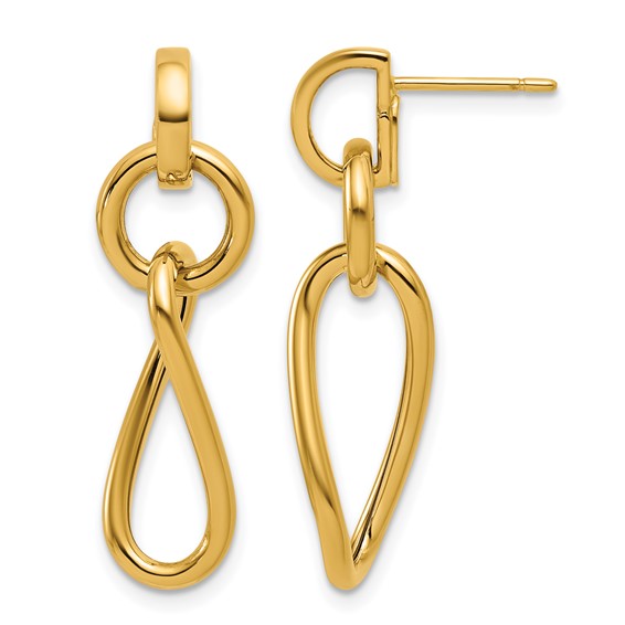 Herco 18K Polished Fancy Link Post Dangle Earrings