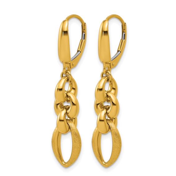 Herco 18K Polished Brushed Navette Link Leverback Dangle Earrings