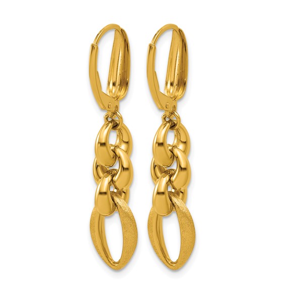 Herco 18K Polished Brushed Navette Link Leverback Dangle Earrings