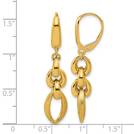 Herco 18K Polished Brushed Navette Link Leverback Dangle Earrings