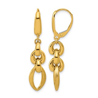 Herco 18K Polished Brushed Navette Link Leverback Dangle Earrings