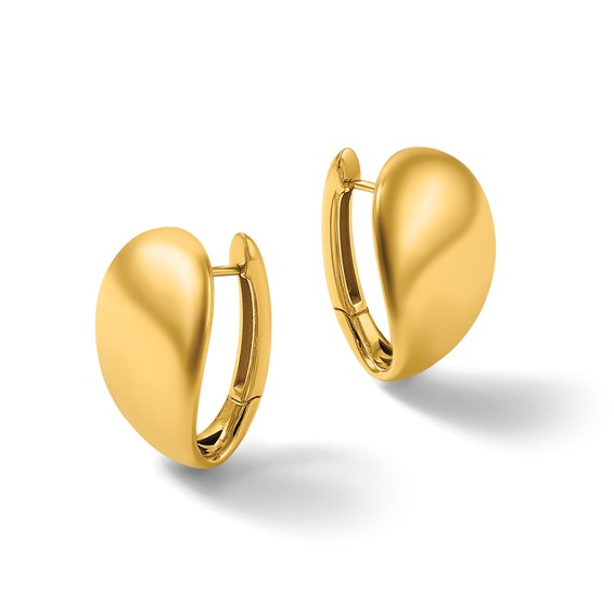 Herco 18K Polished Fancy Drop Hinged Hoop Earrings