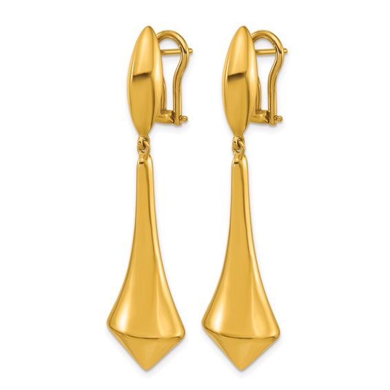 Herco 18K Polished Pointed Teardrop Omega Back Dangle Earrings
