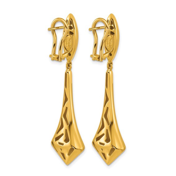 Herco 18K Polished Pointed Teardrop Omega Back Dangle Earrings