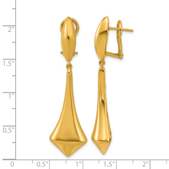 Herco 18K Polished Pointed Teardrop Omega Back Dangle Earrings