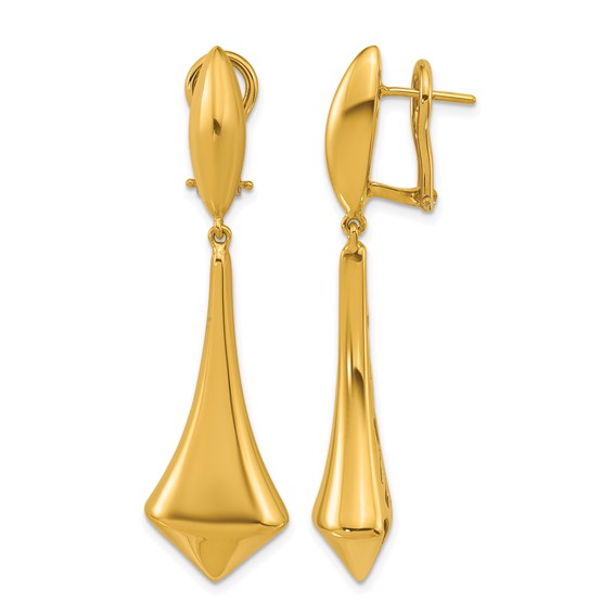 Herco 18K Polished Pointed Teardrop Omega Back Dangle Earrings