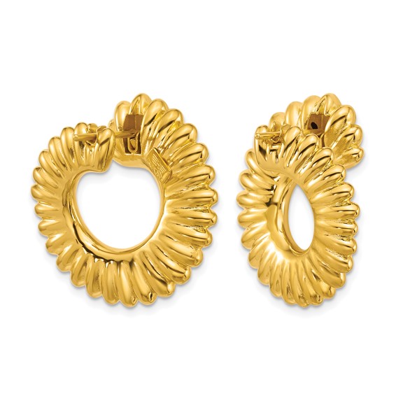 Herco 18K Polished and Grooved Swirl Circle Hoop Earrings