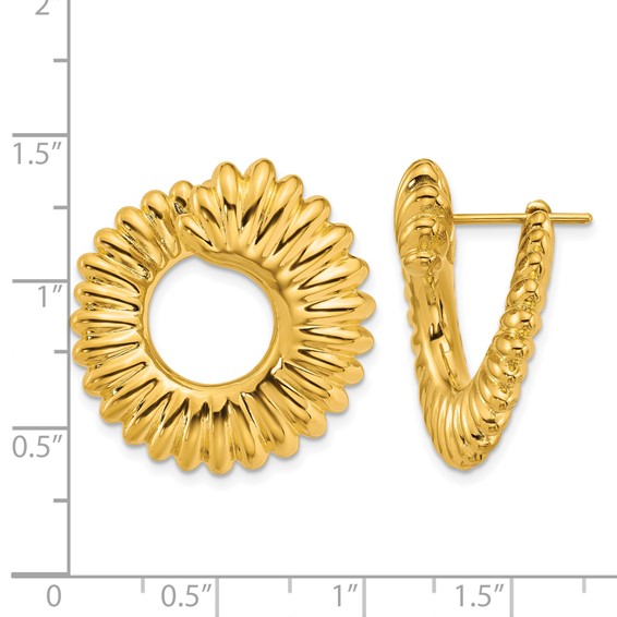 Herco 18K Polished and Grooved Swirl Circle Hoop Earrings