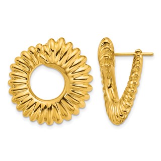 Herco 18K Polished and Grooved Swirl Circle Hoop Earrings