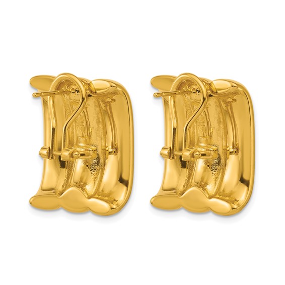 Herco 18K Polished 3-Row Rectangular Omega Back Earrings