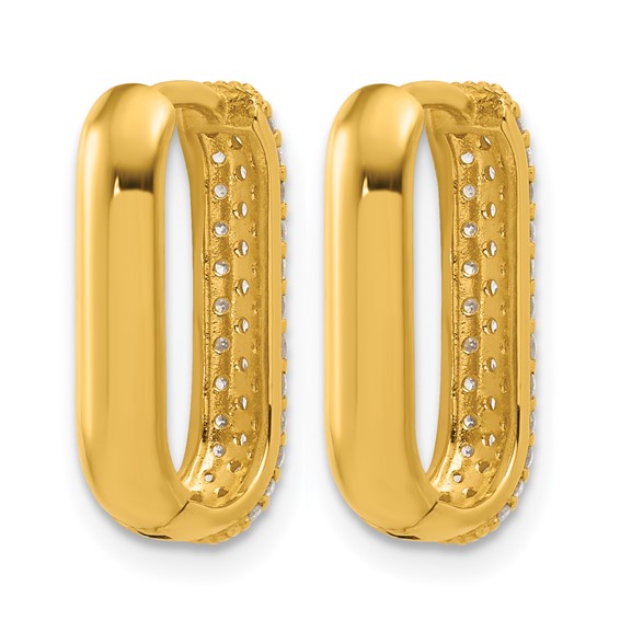 Herco 18K Polished Diamond 3.5mm Hinged Oval Hoop Earrings