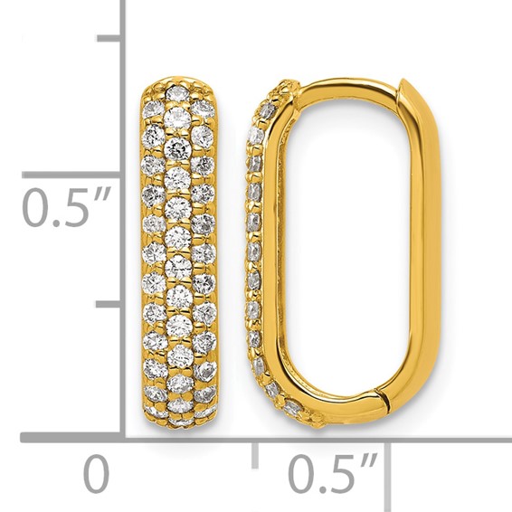 Herco 18K Polished Diamond 3.5mm Hinged Oval Hoop Earrings