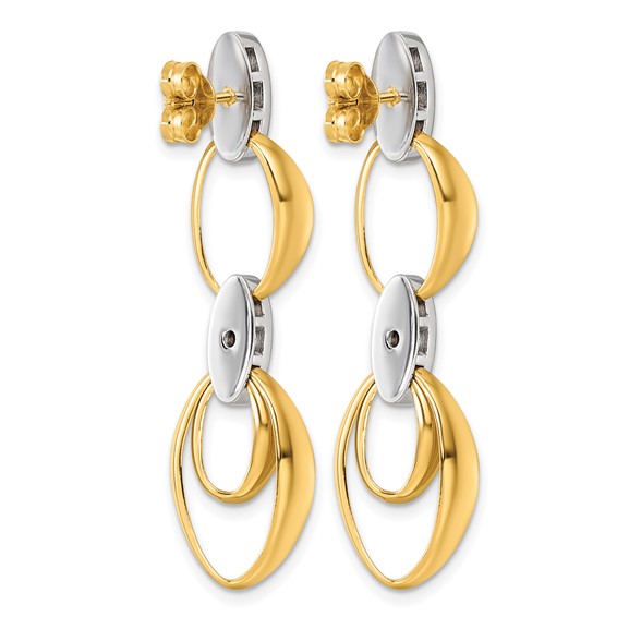 Herco 18K Two-tone Textured Link with Diamonds Post Dangle Earrings