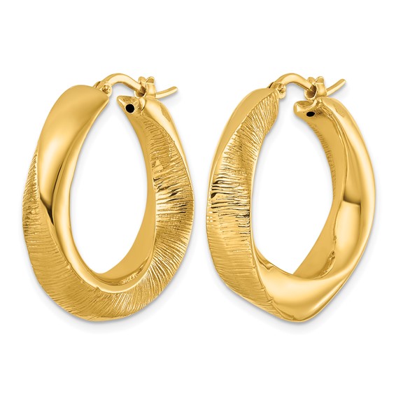 Herco 18K Polished and Textured Twisted Hoop Earrings