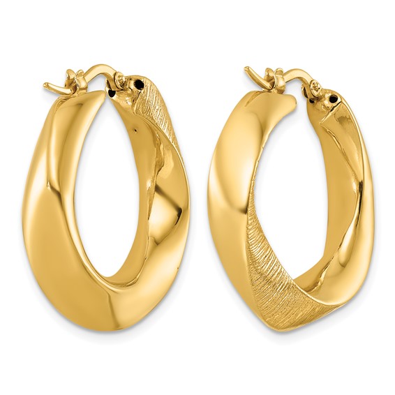 Herco 18K Polished and Textured Twisted Hoop Earrings