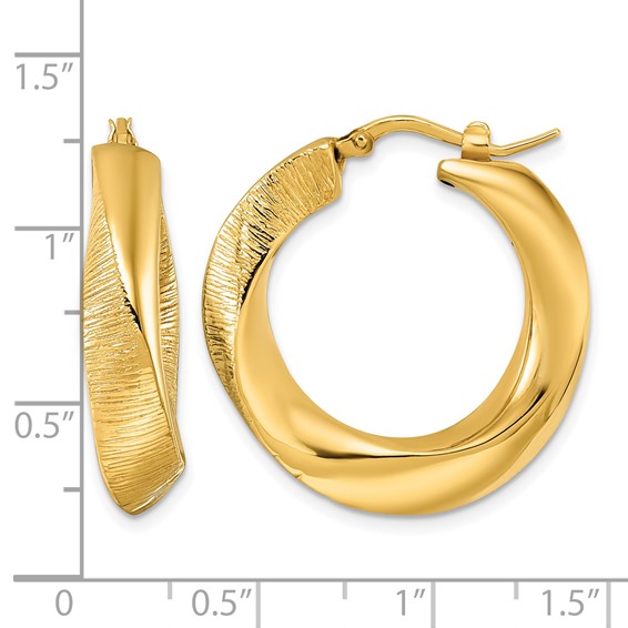 Herco 18K Polished and Textured Twisted Hoop Earrings