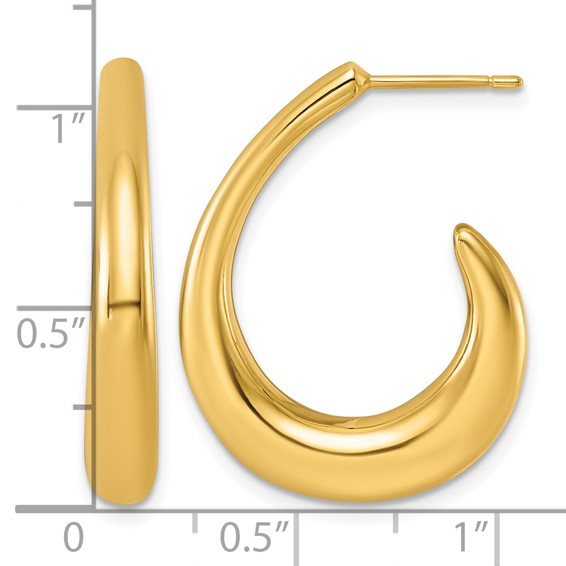 Herco 18K Polished J-Hoop Post Earrings