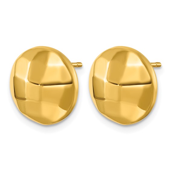 Herco 18K Polished Textured Button Post Earrings