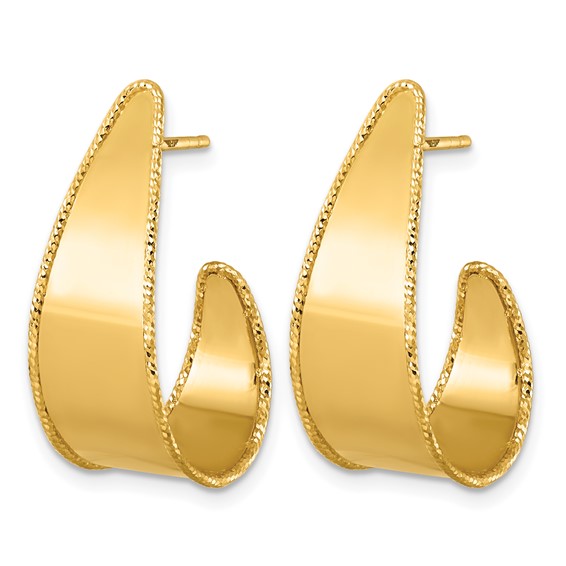 Herco 18K Polished and Diamond-cut Edges J-Hoop Post Earrings