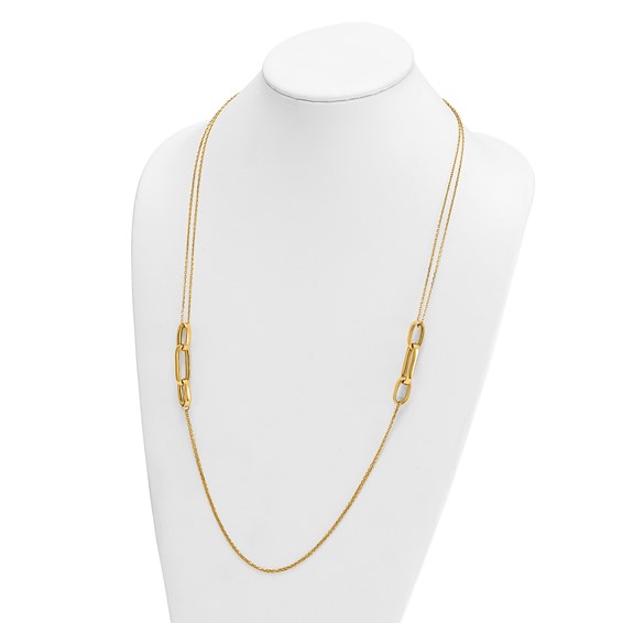 Herco 18K Polished Fancy 2-Strand Oval Link 31.5 inch Necklace