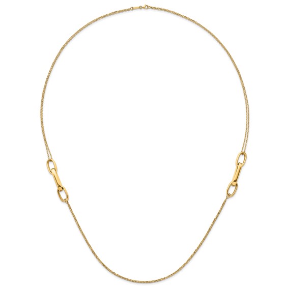 Herco 18K Polished Fancy 2-Strand Oval Link 31.5 inch Necklace
