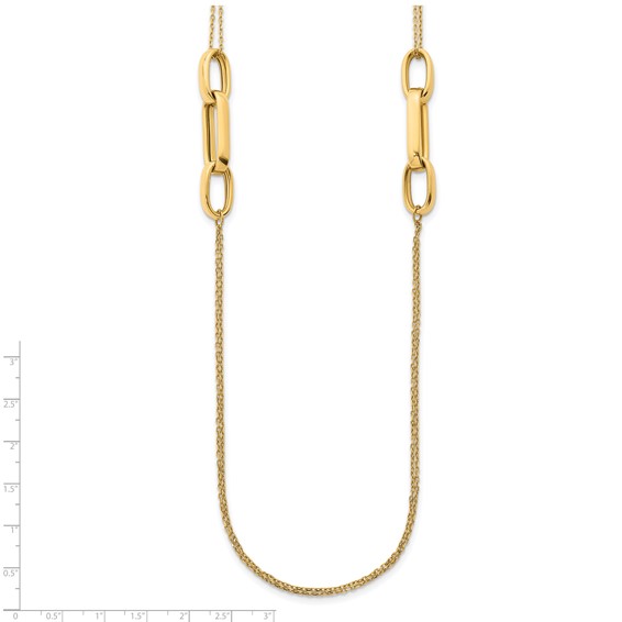 Herco 18K Polished Fancy 2-Strand Oval Link 31.5 inch Necklace