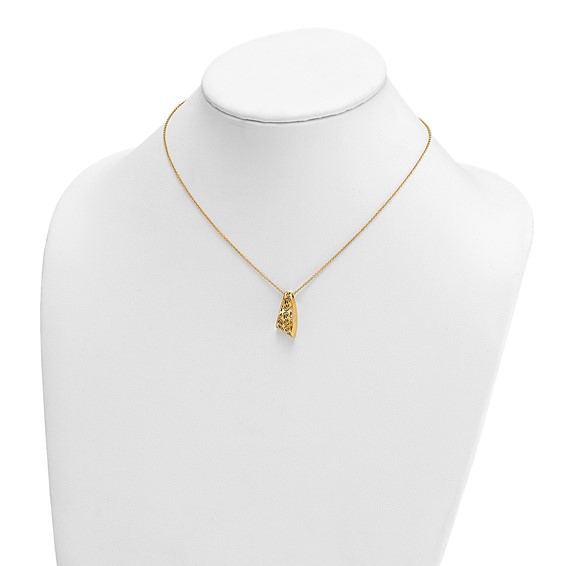 Herco 18K Polished and Filigree Curved Bar w/ 2in Ext. Necklace