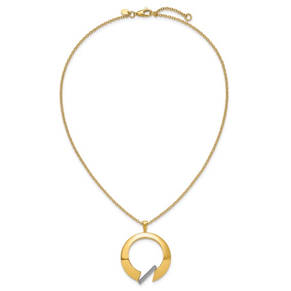 Herco 18K Two-tone Polished Fancy Circle 16 Inch with 1 Inch Extension Necklace