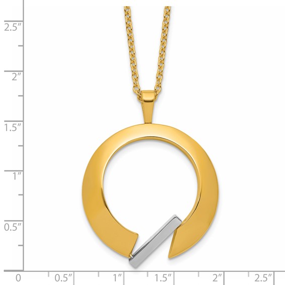 Herco 18K Two-tone Polished Fancy Circle 16 Inch with 1 Inch Extension Necklace