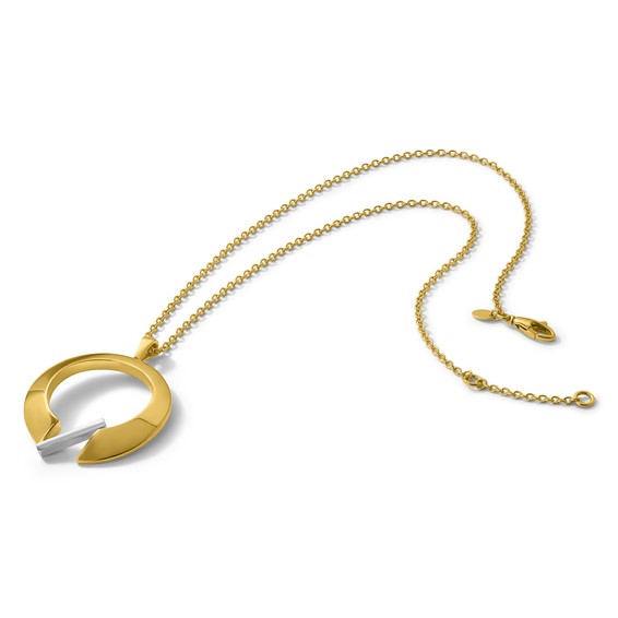 Herco 18K Two-tone Polished Fancy Circle 16 Inch with 1 Inch Extension Necklace