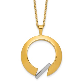 Herco 18K Two-tone Polished Fancy Circle 16 Inch with 1 Inch Extension Necklace